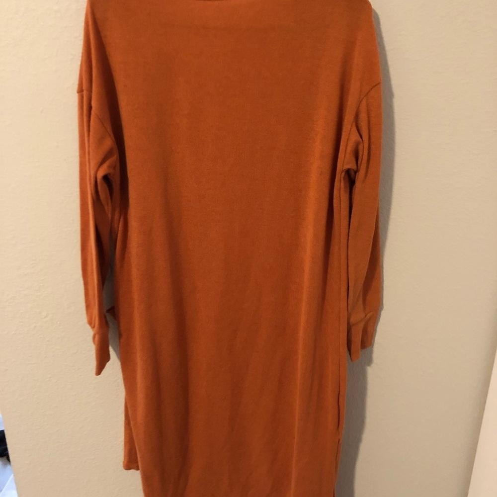 Long orange cardigan
